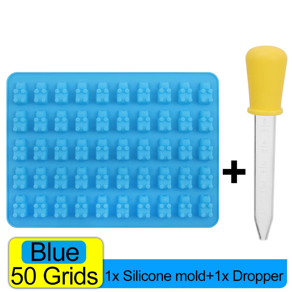 100/50x Candy Silicone Chocolate Mold Baking Supplies DIY Fudge Chocolate Candy Making Molds Gummy Bear Mold With Dropper Pastry