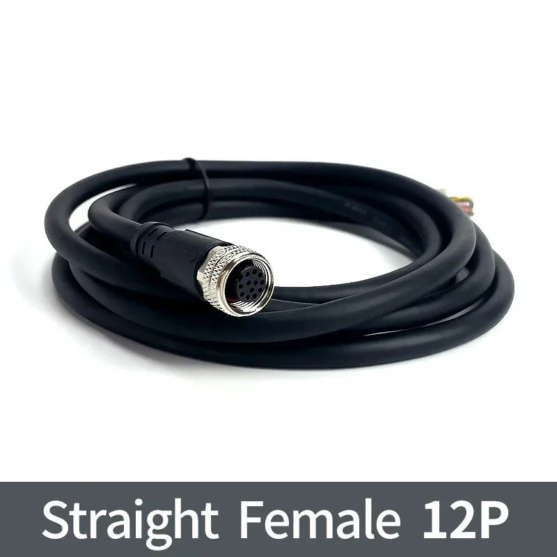 2m M12 Waterproof Sensor Cable Male & Female Connector 4/5/8/12 Pin Integrated Injection Molded