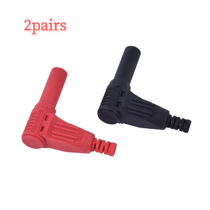 1 Pair 4mm Male Right Angle Insulation Wire Solder Type DIY Banana Plug Connector
