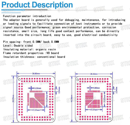 2PCS FQFP TQFP to DIP Adapter Board 32/44/64/80/100 Pins LQFP to DIP Pitch Converter