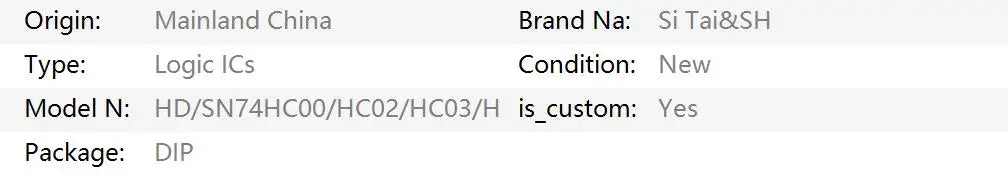 5PCS SN74HC Series DIP14 Logic ICs – 74HC00/02/03/04/125/164/06 High-Performance Chips
