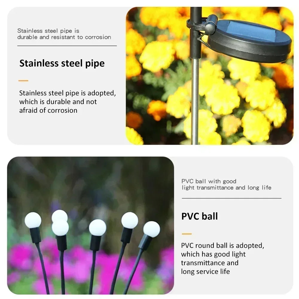 Solar Garden Lights, 6/8/10 LED Firefly Outdoor Landscape Wedding, Christmas Decoration Lawn Lamps
