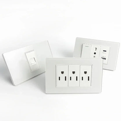 118x75mm Tempered Glass US Thai Socket Dual USB-C Ports 2 AC Outlets 110V Scratch-Resistant Panel