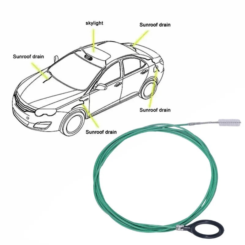 3meters Car Sewer Unclogger Cleaning Brush Car Sunroof Long Hose Drain Hole Drain Unclogger Car Pipe Cleaner Auto Accessories