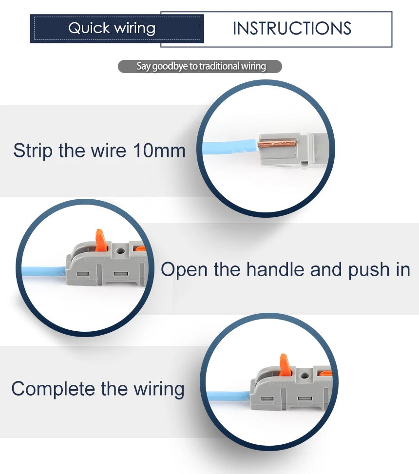 1 to 1 Inline Lever Wire Connector Kit Universal Compact Electrical Cable Terminal Block Spliceable Butt Junction Box 28-12 AWG