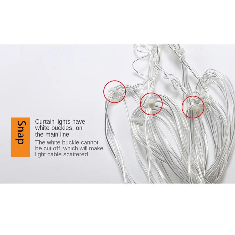 2026 Xmas Wedding Party Decoration 3.2M Christmas Snowflakes LED String Lights Flashing Fairy Curtain Waterproof