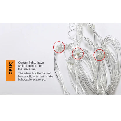 2026 Xmas Wedding Party Decoration 3.2M Christmas Snowflakes LED String Lights Flashing Fairy Curtain Waterproof