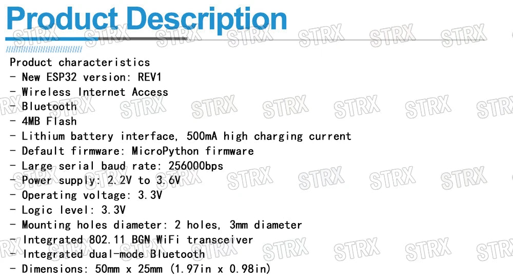 WEMOS Lite V1.0.0 ESP32 WiFi Bluetooth Development Board with Antenna CH340G MicroPython 4MB Micro USB