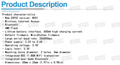 WEMOS Lite V1.0.0 ESP32 WiFi Bluetooth Development Board with Antenna CH340G MicroPython 4MB Micro USB