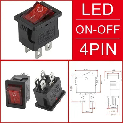KCD1 Snap-In Boat Rocker Switch SPST ON-OFF 2/3/4 Pin 250V 6A 125V 10A 2P Toggle Power