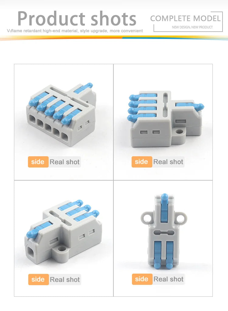 Mini Fast Universal Compact Conductor Junction Box Push-In Spring Terminal Block Wire Connector Electrical Cable Splitter