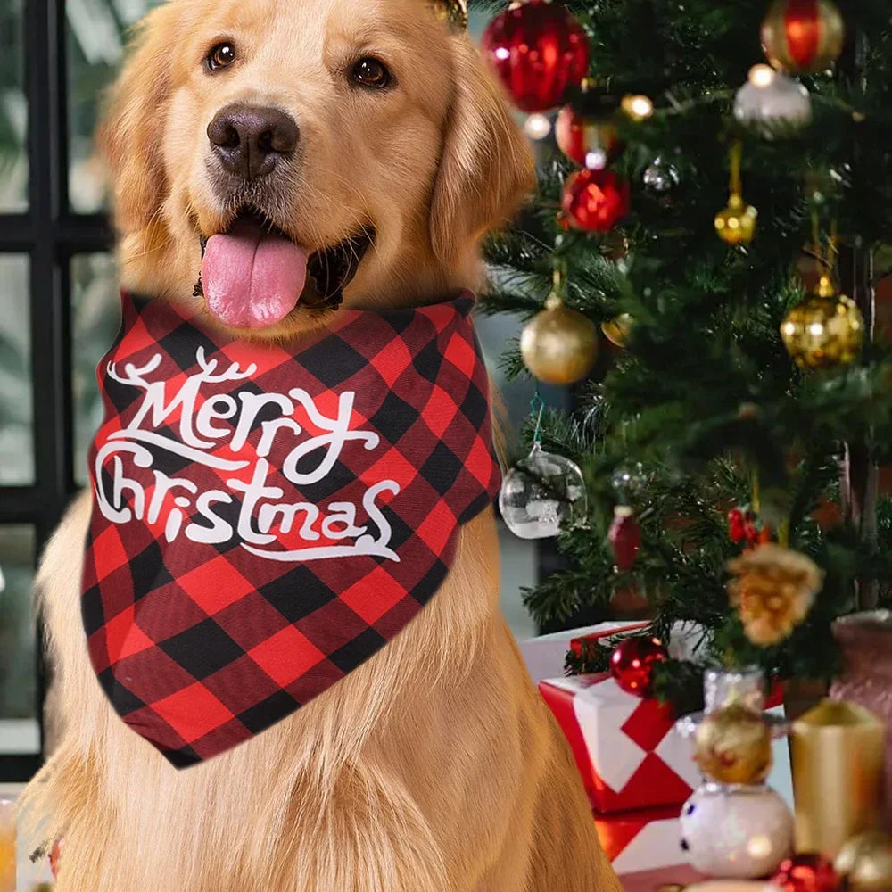 10/1PCS Christmas Dog Cat Triangle Scarf Cartoon Santa Claus snowman Triangle Scarf Pet Saliva Towel Christmas Pet Supplies