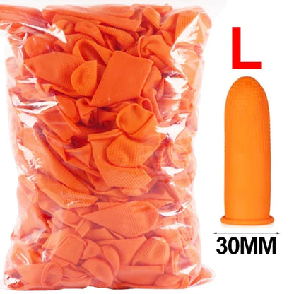 200/10PCS Latex Finger Cots Orange Thumb Caps Anti-static Industry Rubber Fingertips Protector Gloves Non-slip Finger Gloves