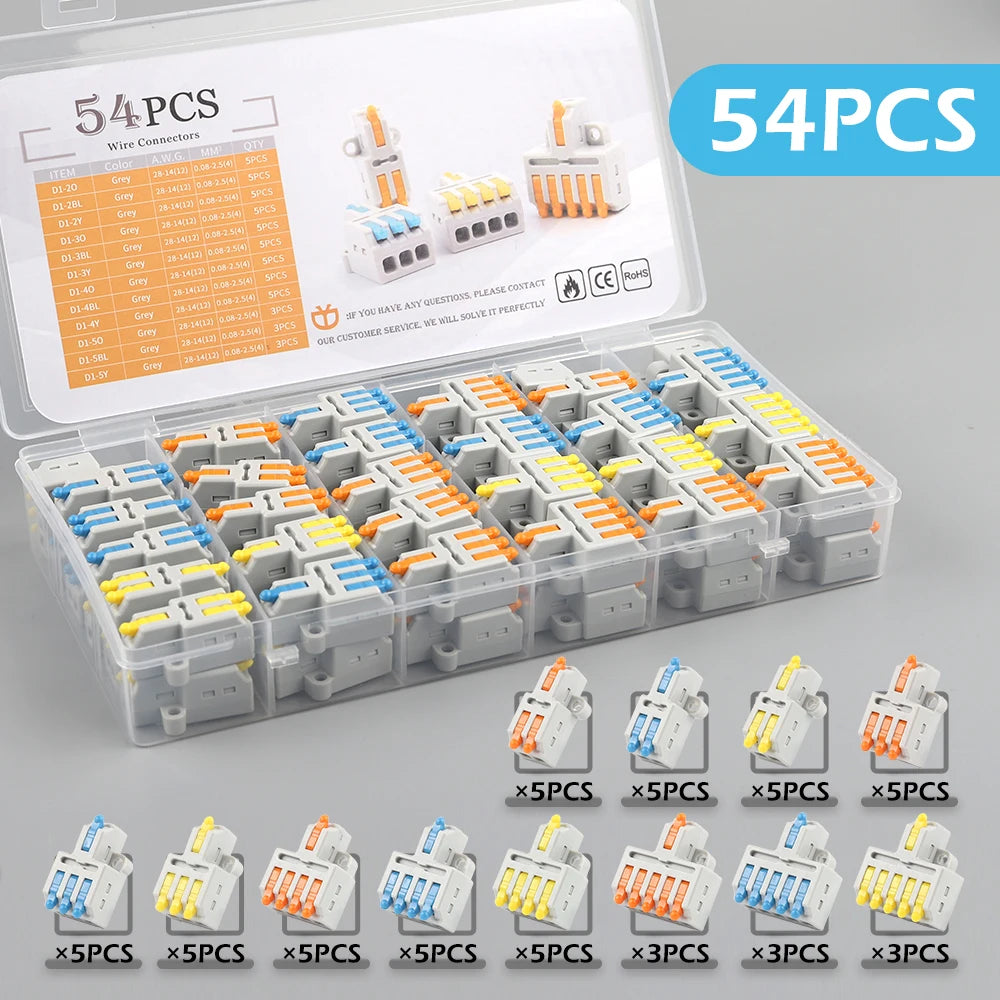 3/4/5/6 Pin 1 in Multiple Out Quick Wire Connectors Compact Cable Splitter Push-in Electrical Lever Terminal Block 213 214 215