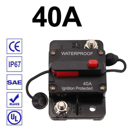 Color Black Manual Reset Fuse Sealed And Waterproof M6 Connection Studs Manual Reset Switch Protective Rubber Cap