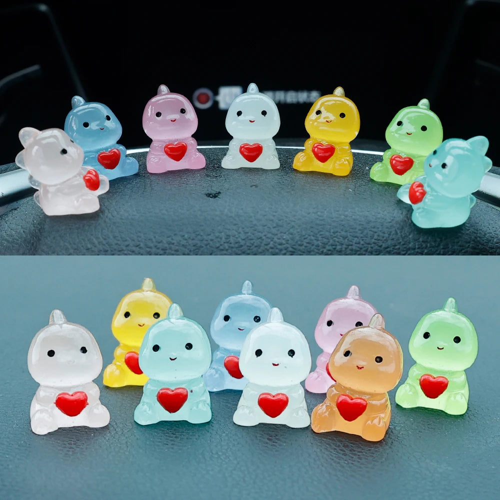 Dinosaur Hug Heart Car Ornament Luminous Dashboard Decor 10/1PCS