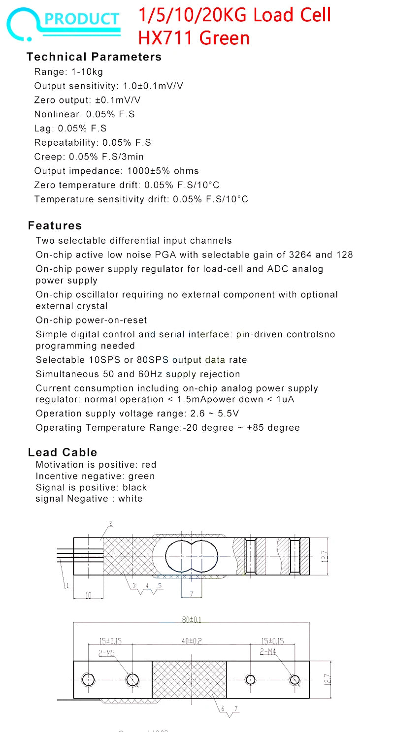 HX711 AD Module with 50Kg Body Load Cell Weighing Sensor and Measurement Tools
