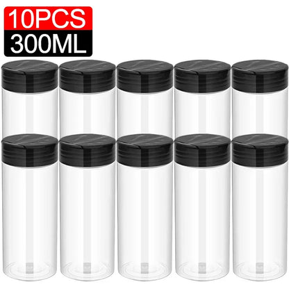 1/10Pcs Plastic Spice Jars with Shaker Lids Kitchen Empty Salt Pepper Condiment Powder Barbecue Seasoning Bottles Container