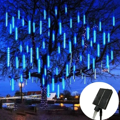 Solar Powered LED Meteor Shower Fairy Lights | 30M / 50M | 8 Tubes | Garden Outdoor Christmas Wedding Decoration