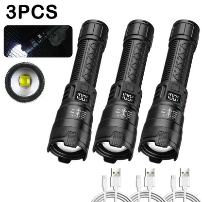 1600000LM Super Bright LED Flashlight – USB Rechargeable Long Range Tactical Torch Waterproof for Camping & Fishing