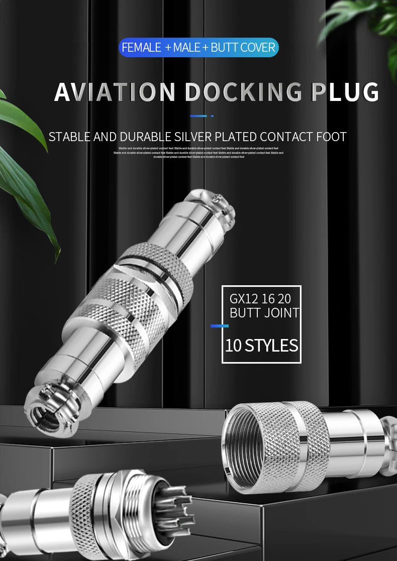 GX12 2/3/4/5/6/7 Pin Male & Female Docking Aviation Plug & Socket Circular Waterproof Thread Butt Joint Connector