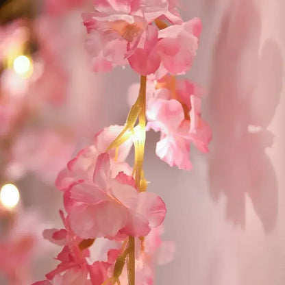 2M LED Cherry Blossom Wreath Bedroom Artificial Vine Decoration Fairy Light Wedding Proposal Valentine's Day String Lights