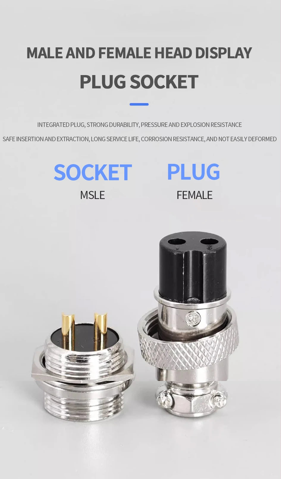 Gold Plated GX16 Circular Aviation Connector 2-9Pin Male & Female Docking Electric Wire Plug