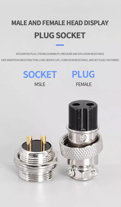 Gold Plated GX16 Circular Aviation Connector 2-9Pin Male & Female Docking Electric Wire Plug