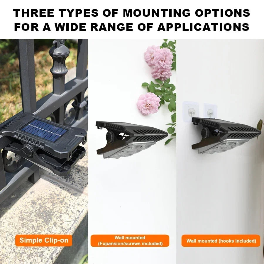 LED Solar Garden Lights Outdoor Solar Clip Light Rechargeable Motion Sensor Camping Lamp Fence Street Landscape Wall Decoration