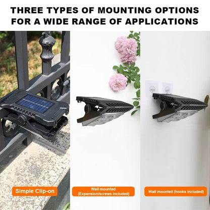 LED Solar Garden Lights Outdoor Solar Clip Light Rechargeable Motion Sensor Camping Lamp Fence Street Landscape Wall Decoration