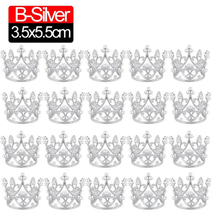 10/1Pcs Mini Crown Cake Decoration Princess Topper Pearl Tiara Children Hair Ornaments for Wedding Birthday Party Cake Decor