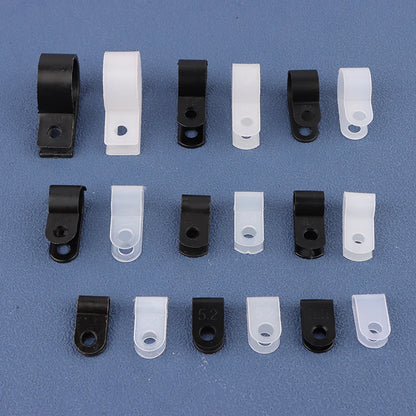 100Pcs/Pack U-Type R-Type Nylon Clamp Cable Clips Plastic Hose Fasteners Mount Fix Hardware Electrical Fitting Wire Management