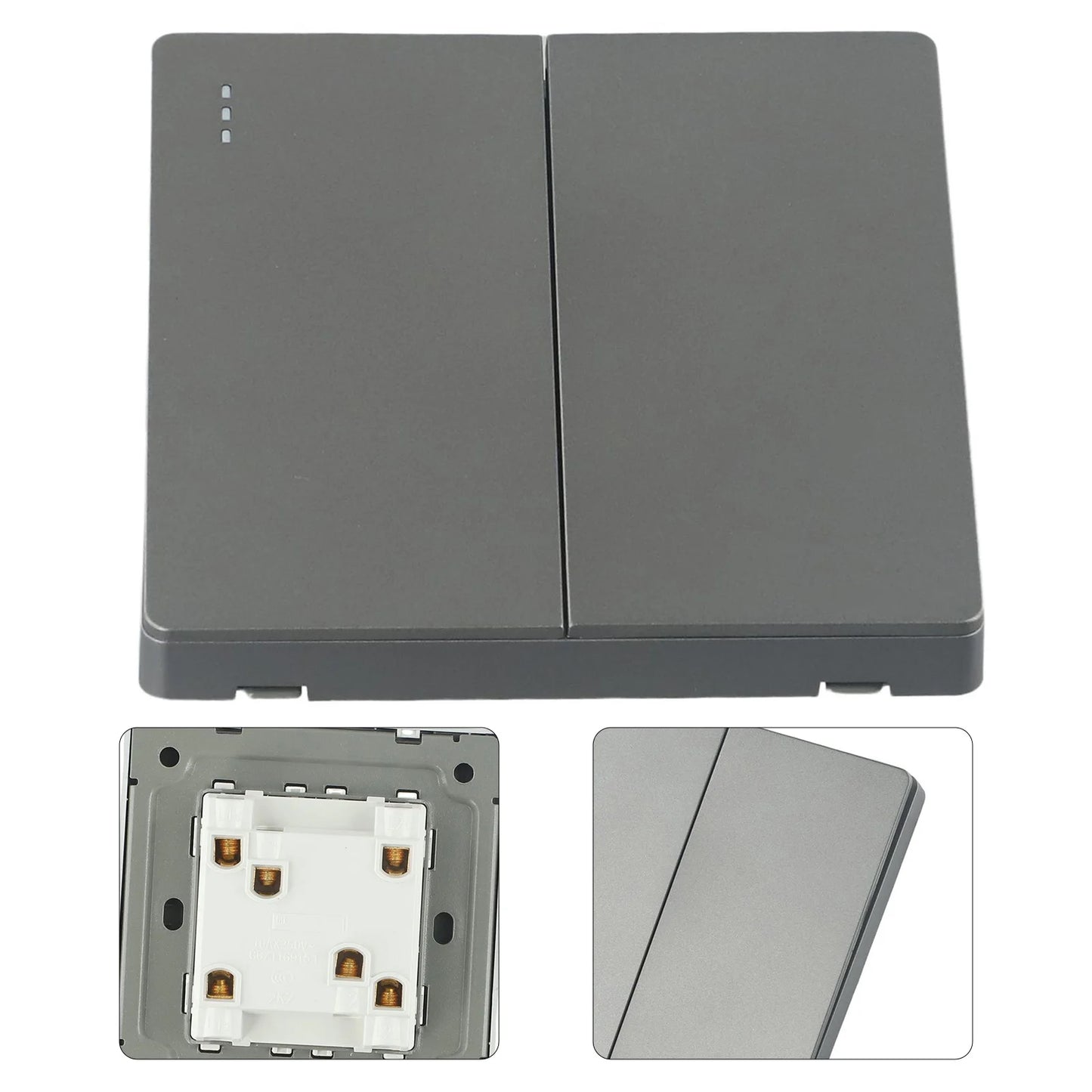 None Gray Button Switch Switches 1 2 3 Gang 86mm Flame Frameless PC Material Push Retardant Rocker Switch None