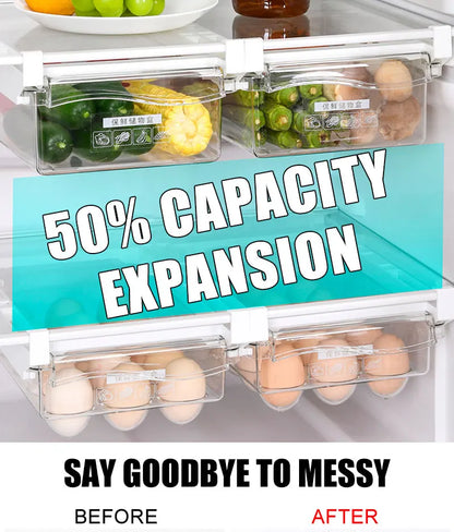 Fridge Slide Under Shelf Drawer Food Storage Organizer Box