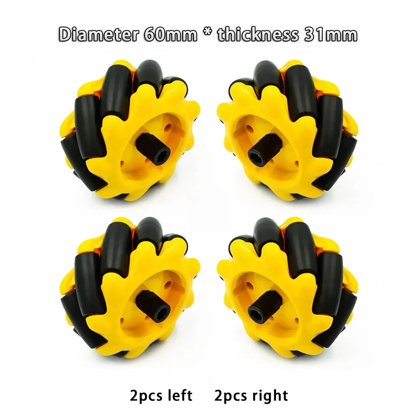 Omnidirectional Mecanum Wheels for TT Motor Robots with 6mm Bushings