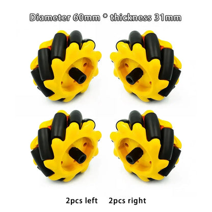 Omnidirectional Mecanum Wheels for TT Motor Robots with 6mm Bushings