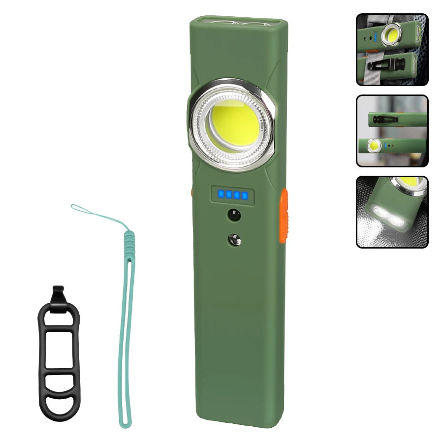 EDC LED Flashlight with Pen Clip Magnetic Rechargeable Work Light