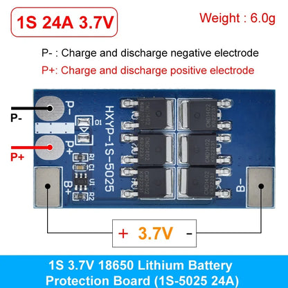3PCS 1S LiFePO4 / Lithium Battery Protection Board BMS 12A–24A with Short Circuit and Overcharge Protection
