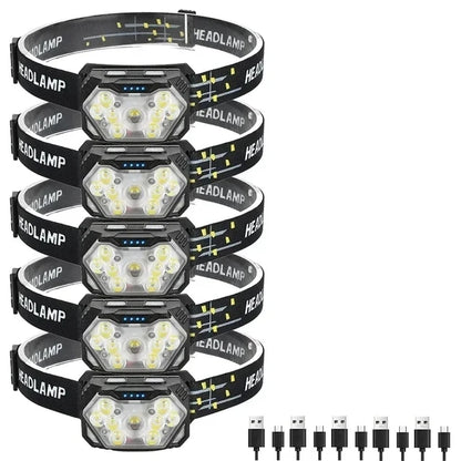 9 Led Strong Light Headlamp USB Rechageable Motion Sensor Headlight Portable Fishing Camping Outdoor Head Lamp Work Flashlight