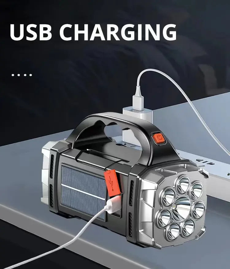 Ultra Bright LED+COB Solar Camping Light Portable USB Rechargeable Flashlight with Work Light 4 Gear Portable Power Source Lamp