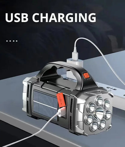 Ultra Bright LED+COB Solar Camping Light Portable USB Rechargeable Flashlight with Work Light 4 Gear Portable Power Source Lamp
