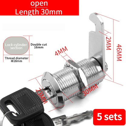 Cabinet Cam Lock Set Two-Sided Keyed Alike 16MM-30MM Cylinder Cam Locks for Mailbox File Drawer Compartment