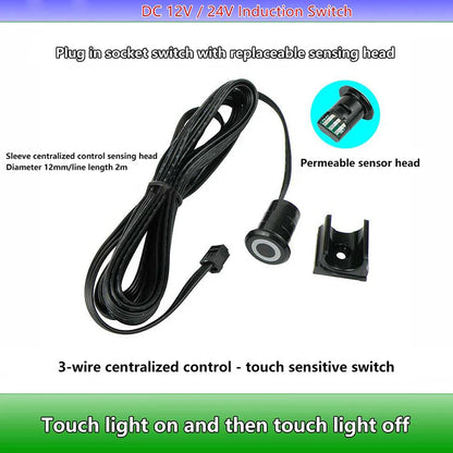 New Mini LED Cabinet Light Sensor Switch 12V 24V Touch/Hand Sweep/PIR Motion/Door ON/OFF Kitchen Wardrobe Lamp Control