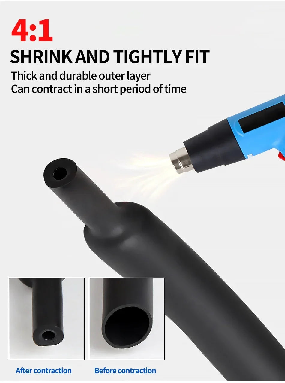 5 Meter 4:1 Dual Wall Heat Shrink Tube with Glue Heat Shrinkable Tubing 4-32mm
