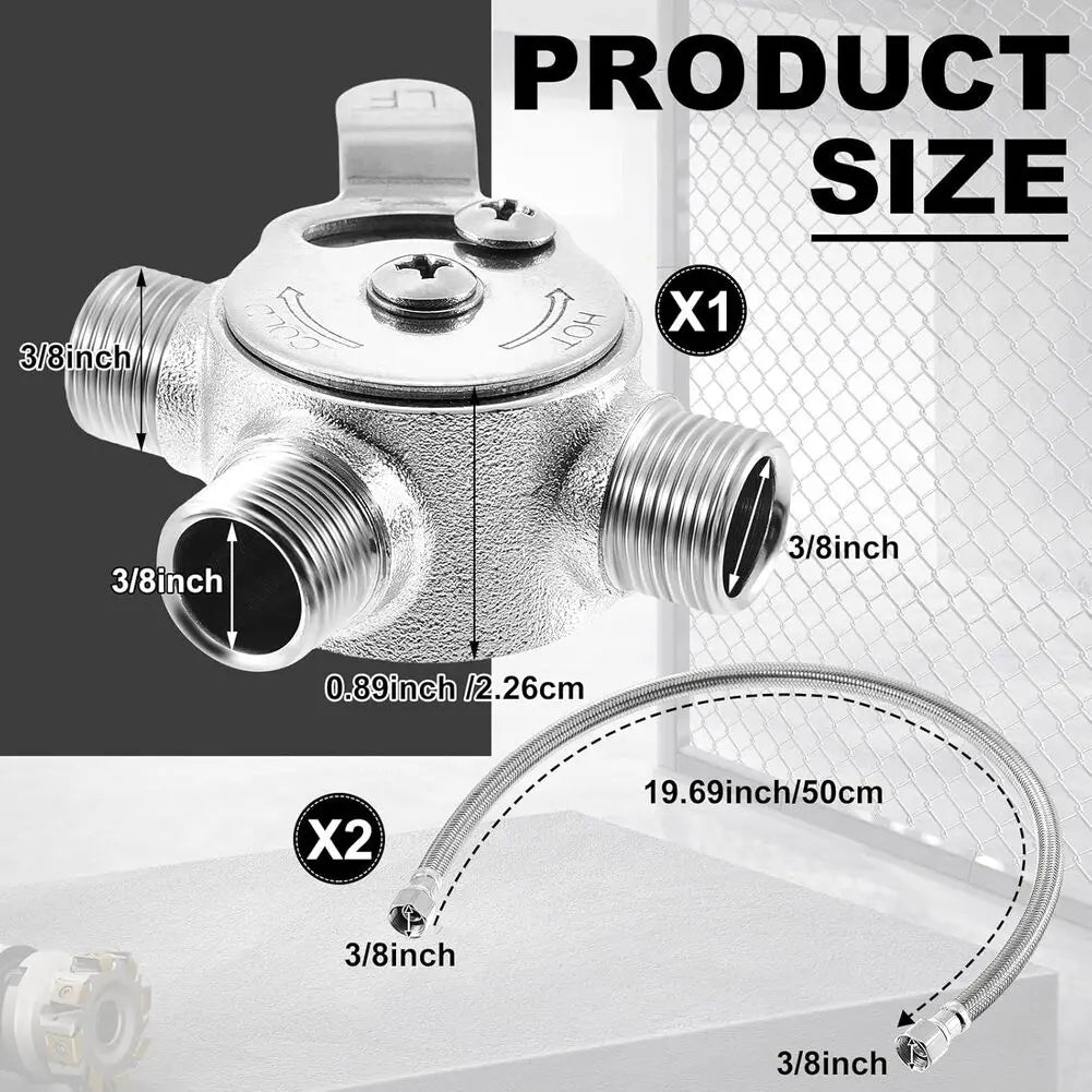 1pcs Manual Mixing Valve Cold And Hot Water Temperature Regulation Constant Temperature Mixing Valve With For Braided Tube
