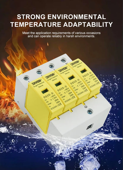 AC SPD 4P House Lightning Surge Protector 10-20KA 20-40KA 30-60KA 385V Solar PV Low-Voltage Arrester 3P+N