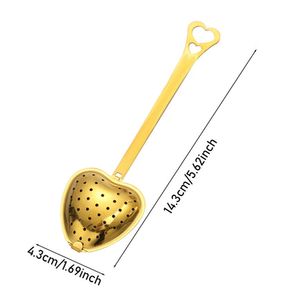 10/1pc Handle Heart-shaped Tea Filter Stainless Steel Mesh Heart Shaped Tea Strainer Spoon Tea Infuser Spoon Kitchen Accessories