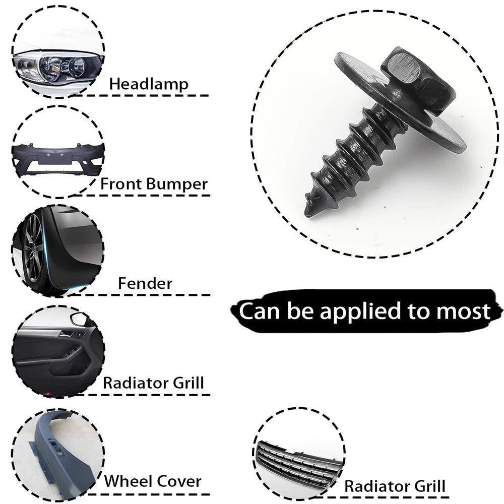 Automotive Hexagonal Self-tapping Screws Fender Splash Guard Rivet Clips 20x24mm 10-50pcs