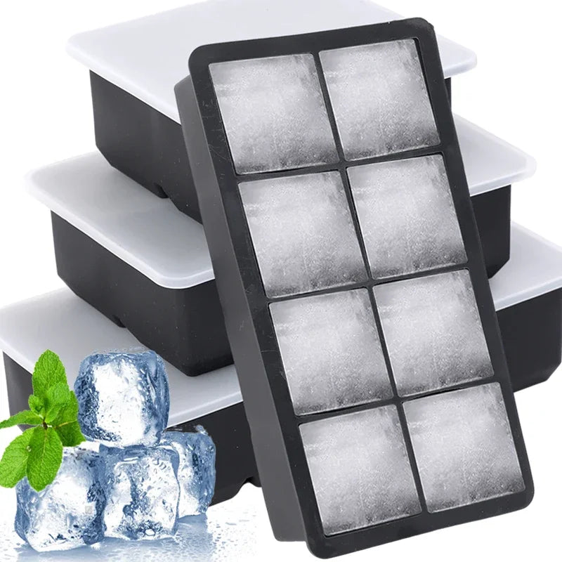 4/6/8Grids Silicone Food Ice Block Mold Reusable Easy-Release Square Shape Ice Molds DIY Household Kitchen Bar Accessories