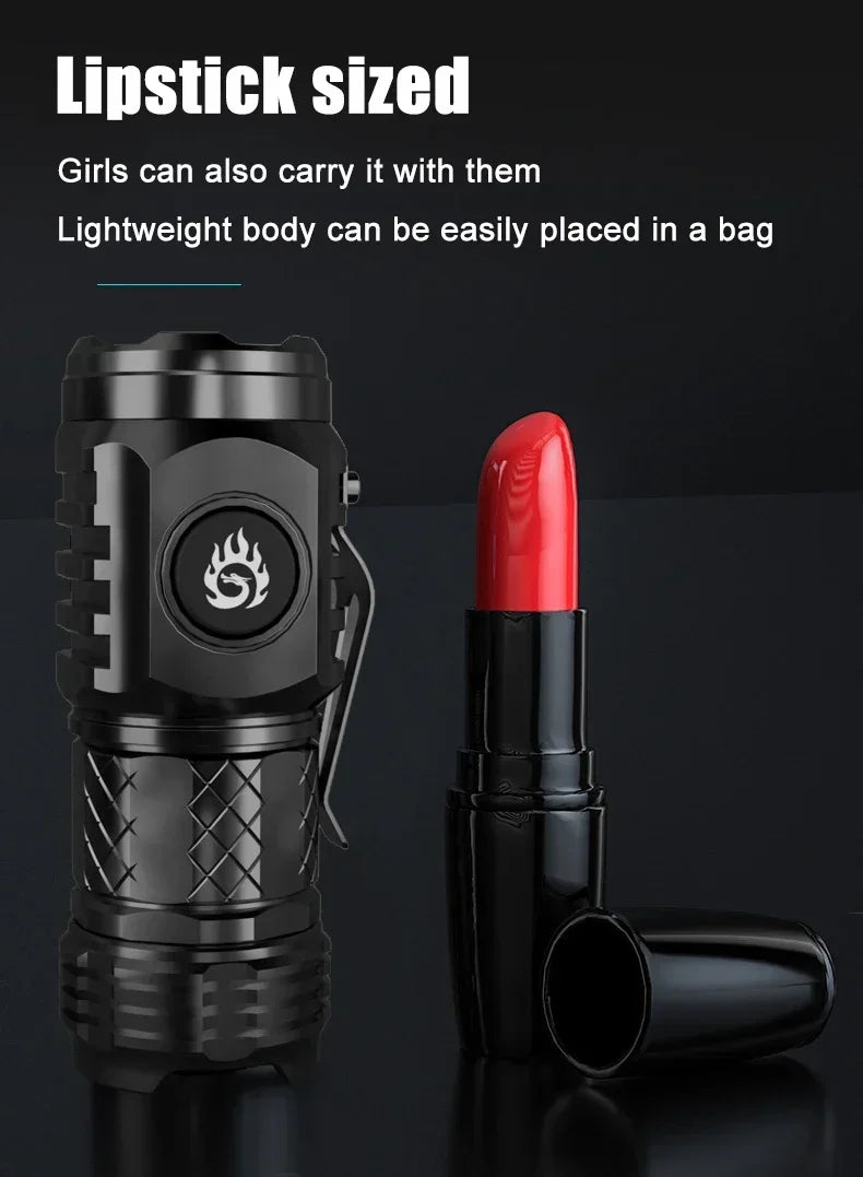 High Power LED Flashlight Type-C Rechargeable Pen Clip Torch